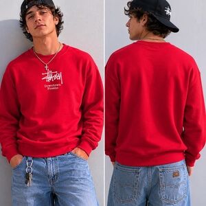 Vintage Stüssy Downtown Fresno Red Crewneck Sweatshirt Streetwear Pullover